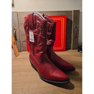 Hot Tomato Heeled Red YUMA Cowgirl Boots 7 W NEW